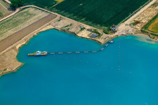 Aerial view of Quarry lake in Leimersheim in the state Rhineland-Palatinate, Germany
