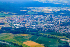 Aerial view of City view from the southeast in Germersheim in the state Rhineland-Palatinate, Germany