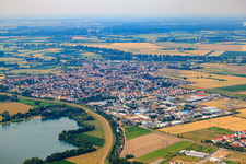 View of the town from the southeast in Altlußheim in the state Baden-Wuerttemberg, Germany