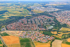 Aerial view of South Ring in Hockenheim in the state Baden-Wuerttemberg, Germany