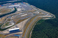 Hockenheimring. Motodrom in Hockenheim in the state Baden-Wuerttemberg, Germany from the plane