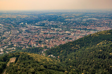 City view from the southeast with war cemetery in the district Weststadt in Heidelberg in the state Baden-Wuerttemberg, Germany