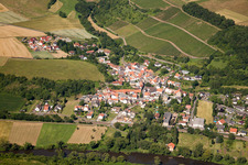 Village on the banks of the Nahe River from the east in Boos in the state Rhineland-Palatinate, Germany