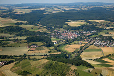 Rail and near from the west in Staudernheim in the state Rhineland-Palatinate, Germany