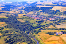 View of the town on the Nahe from the east in Staudernheim in the state Rhineland-Palatinate, Germany