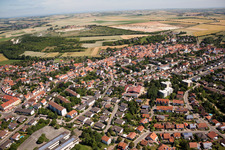 Aerial view of Heinrich-Heine-Straße in Göllheim in the state Rhineland-Palatinate, Germany