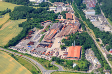 Aerial view of F. v. Müller Dachziegelwerke now Wienerberger GmbH, Plant Eisenberg (Palatinate) in Eisenberg in the state Rhineland-Palatinate, Germany