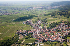 Village - view on the edge of agricultural fields and farmland in Leistadt in the state Rhineland-Palatinate, Germany