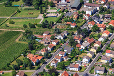 Aerial view of Bahnhofstr in Wachenheim an der Weinstraße in the state Rhineland-Palatinate, Germany