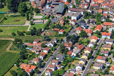 Aerial view of Buildings and parks at the Dr. Bürklin-Wolf winery in Wachenheim an der Weinstraße in the state Rhineland-Palatinate, Germany