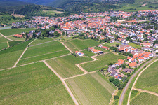 Buildings and parks at the Dr. Bürklin-Wolf winery in Wachenheim an der Weinstraße in the state Rhineland-Palatinate, Germany seen from above