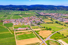 Wine-growing village between vineyards from the north in Ruppertsberg in the state Rhineland-Palatinate, Germany