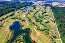 Grounds of the Golf course at Golfanlage Landgut Dreihof in Essingen in the state Rhineland-Palatinate from above