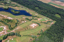 Grounds of the Golf course at Golfanlage Landgut Dreihof in Essingen in the state Rhineland-Palatinate seen from above