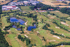 Grounds of the Golf course at Golfanlage Landgut Dreihof in Essingen in the state Rhineland-Palatinate viewn from the air