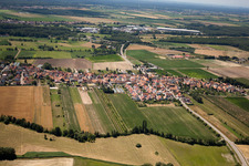 From the north in Erlenbach bei Kandel in the state Rhineland-Palatinate, Germany from above