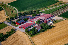 Aerial view of Hansjörg Körkel & Cornelia Will-Körkel Kirschhof in the district Bodersweier in Kehl in the state Baden-Wuerttemberg, Germany