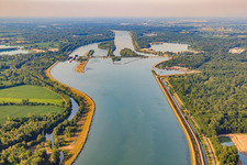 Rhine Bridge and Rhine Lock Gambsheim-Freistett from the south in the district Freistett in Rheinau in the state Baden-Wuerttemberg, Germany