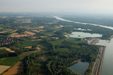 Aerial view of Diersheim, Rhine from the north in the district Honau in Rheinau in the state Baden-Wuerttemberg, Germany
