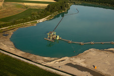 Aerial photograpy of Gravel works in Gambsheim in the state Bas-Rhin, France