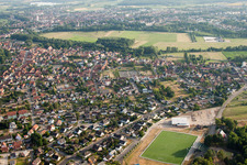 Bird's eye view of Oberhoffen-sur-Moder in the state Bas-Rhin, France