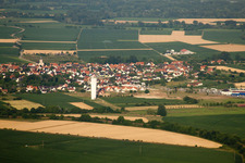 Aerial view of Roeschwoog from the west in Rœschwoog in the state Bas-Rhin, France