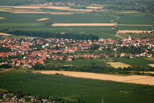 Aerial photograpy of Roeschwoog from the west in Rœschwoog in the state Bas-Rhin, France