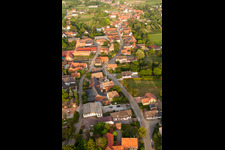 Aerial view of Street - road guidance of Hauptstrasse in Wintzenbach in Grand Est, France