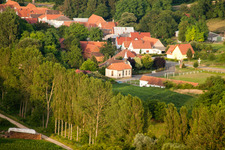 Aerial view of Neewiller-près-Lauterbourg in the state Bas-Rhin, France