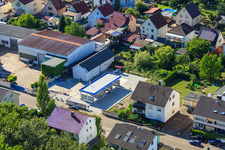Aerial view of Elsässer Straße, New Herbies Car Wash in Kandel in the state Rhineland-Palatinate, Germany