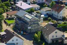 Oblique view of Waldstraße, new building of the social-therapeutic chain Südpfalz in Kandel in the state Rhineland-Palatinate, Germany