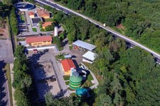 Aerial view of Sewage treatment plant in Kandel in the state Rhineland-Palatinate, Germany