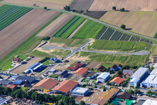 Industrial estate in Gereut in Hatzenbühl in the state Rhineland-Palatinate, Germany viewn from the air