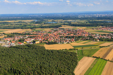 Oblique view of View of the town from the west in Rheinzabern in the state Rhineland-Palatinate, Germany