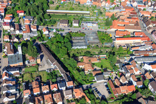 Drone recording of Greenhouses on Lindenstr in Rülzheim in the state Rhineland-Palatinate, Germany
