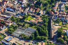 Oblique view of Greenhouses on Lindenstr in Rülzheim in the state Rhineland-Palatinate, Germany