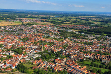 City view from the northwest in Rülzheim in the state Rhineland-Palatinate, Germany