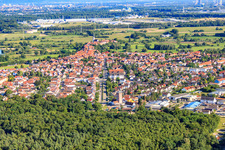 Aerial view of Buchstraße from the north in Jockgrim in the state Rhineland-Palatinate, Germany