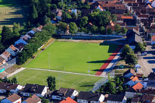 Aerial view of TSG football pitch in Jockgrim in the state Rhineland-Palatinate, Germany