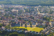 Oblique view of TSG football pitch in Jockgrim in the state Rhineland-Palatinate, Germany