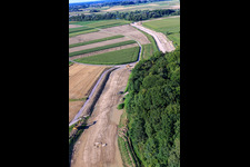 Aerial photograpy of Construction site for the polder near Neupotz in Jockgrim in the state Rhineland-Palatinate, Germany