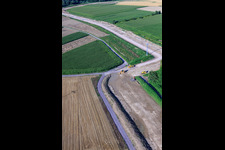 Oblique view of Construction site for the polder near Neupotz in Jockgrim in the state Rhineland-Palatinate, Germany