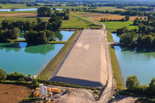 Aerial photograpy of Construction site for the polder at Neupotz in Neupotz in the state Rhineland-Palatinate, Germany