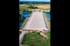 Construction site for the polder at Neupotz in Neupotz in the state Rhineland-Palatinate, Germany from the plane