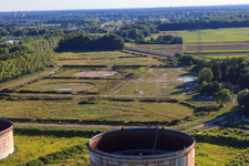Aerial photograpy of Dismantled tank farm Jockgrim on the B9 in Jockgrim in the state Rhineland-Palatinate, Germany