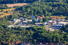 Mittelwegring commercial area in Jockgrim in the state Rhineland-Palatinate, Germany seen from above