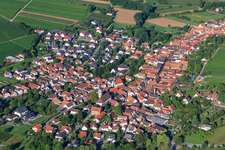 Village view from the northeast in Göcklingen in the state Rhineland-Palatinate, Germany