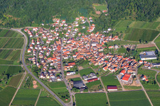 Aerial photograpy of Wine-growing village from the east in Eschbach in the state Rhineland-Palatinate, Germany