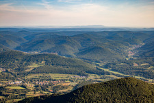 View to the Donnersberg in the district Queichhambach in Annweiler am Trifels in the state Rhineland-Palatinate, Germany