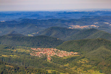 Village in the Palatinate Forest from the east in Wernersberg in the state Rhineland-Palatinate, Germany